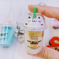 Móc Khóa Trà Sữa Trân Châu (Mèo Kem)