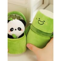 Móc khóa treo hình gấu trúc bằng ống tre, trang trí túi xách, đồ chơi nhồi bông cho bé gái