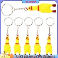 Móc Khóa Trong Gà, Móc Khóa Mặt Dây Chuyền Mini Cao Su Bóp Đồ Chơi Gà Cho Chìa Khóa Túi 6 Gói