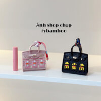 Móc khoá túi cửa sổ mini, charm túi xách da 10cm siêu mini xinh xắn