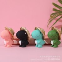 Móc khóa túi xách hình khủng long mũ rơm hoạt hình mới cho phụ nữ, mặt dây chuyền tinh tế, trang trí treo xe sáng tạo dễ thương, quà tặng bán buôn