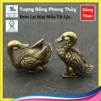 Móc Khóa Tượng Bằng Đồng Kiểu Dáng Con Vịt Đồng (1 Cặp)Tài Lộc (Kích Thước: 4.0 x 3.0cm)