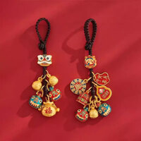 Móc khóa vàng thần tài gia đình ba hoặc bốn con thú nuốt vàng trang trí móc khóa xe