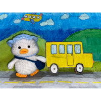 Móc khoá vịt đội nón size to bằng len handmade