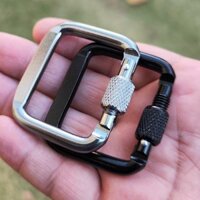 Móc khóa vuông carabiner móc khóa ngoài trời màu đen móc ba lô mini móc chai nước móc hợp kim nhôm