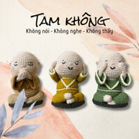 (Móc len thủ công) Bộ tượng chú tiểu TAM KHÔNG kích thước lớn