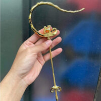 Móc lồng chào mào hàng TQ mẫu Inox lân vàng bản ti dài 19cm