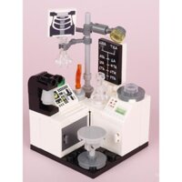 MOC sáng tạo chèn nhựa điên khoa học cảnh phòng thí nghiệm hạt nhỏ xếp hình RZSK