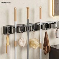 Móc Thanh Kẹp Chổi, Cây lau Nhà, Cọ Phòng Tắm Chất Liệu Nhôm Cao Cấp Chống Gỉ Dán Tường Hoặc Bắt Vít Có sẵn