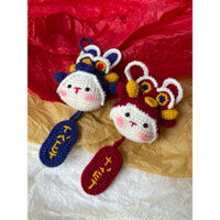 Móc trang trí Tết đầu lân đan len