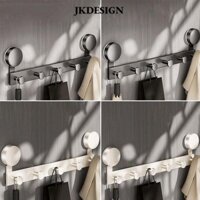 Móc treo áo JKDESIGN, Móc treo cốc hút 5 / 6 không đục lỗ, Móc treo tường di động Cửa chịu tải mạnh Phụ kiện phòng tắm