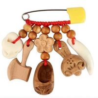 MÓC TREO BÌNH AN , TÀI LỘC 5 MÓN NGŨ PHÚC LÂM MÔN PHÁP KHÍ GỖ ĐÀO