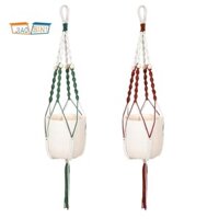 Móc treo cây có đèn LED với hạt gỗ Handmade 37 Inch Giá đỡ chậu hoa trang trí 2 chiếc