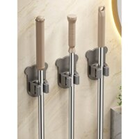 Móc treo cây lau nhà không cần khoan, vật dụng lưu trữ trong phòng tắm, giá đỡ chổi, kẹp cây lau nhà gắn tường chắc chắn, giá treo tường chịu lực cao