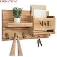 Móc treo chìa khóa gỗ RADIANTSYNC, Giá đựng chìa khóa lớn trang trí, Giá treo tường thực tế với 7 móc Khóa mộc mạc và Hộp đựng thư cho gia đình