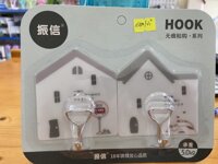 MÓC TREO DÁN TƯỜNG HOOK – VỈ 2 CÁI NHÀ TRẮNG – SIÊU DÍNH CHỊU LỰC 5KG