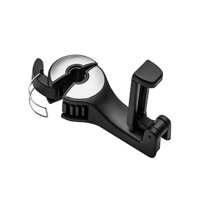Móc treo đồ đa năng, giá đỡ điện thoại gắn lưng ghế ô tô - Đen phối bạc