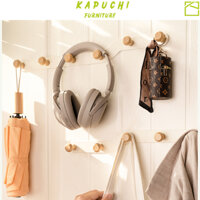 Móc treo đồ kim loại nút gỗ móc treo quần áo túi xách trang trí baby three dùng vít KAPUCHI - KM180