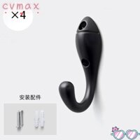 Móc treo khăn cymx 4 cái, móc áo treo tường một ngạnh, móc chìa khóa hợp kim kẽm bền màu đen mờ chất lượng cao cho áo khoác, túi, khăn quàng cổ, chìa khóa, khăn, mũ, cốc