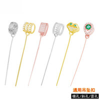 Móc treo lỗ xiên, móc bạc S925, đầu móc treo, kiểu kim mảnh, móc treo ngọc bích, lỗ cong, lỗ bò, lỗ ngang