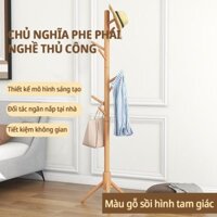 Móc treo quần áo bằng gỗ cao cấp, giá treo quần áo, túi xách mũ đứng đa năng tiện lợi decor