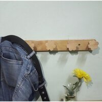 Móc treo quần áo gắn tường 5 chấu hình bông hoa bằng gỗ, móc áo 100% gỗ tự nhiên, mắc áo bằng gỗ bền đẹp và tiện lợi