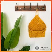 Móc treo quần áo gắn tường, kệ treo đồ HM Decor Wooden treo túi xách,phụ kiện màu nâu socala