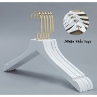 Móc treo quần áo gỗ trắng đầu vuông 44cm ( bộ 10 móc )
