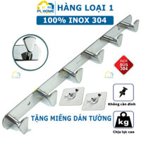 Móc treo quần áo Inox SUS304 hình quạt, treo túi xách, balo, đồ dùng gia đình - Tặng kèm keo dán Inox không cần khoan
