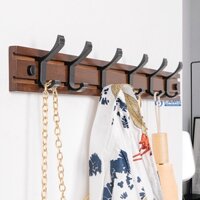 Móc treo quần áo, móc treo khăn bằng gỗ gắn tường, loại móc di chuyển