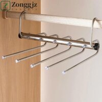 Móc treo quần ma thuật gấp ZONGGJZ, Móc treo nhiều lớp đa chức năng bền bỉ, Giá treo quần áo Hộp đựng quần bằng thép không gỉ màu bạc có thể xoay được Lưu trữ tại nhà