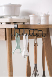 Móc treo tủ nhà bếp 5 thanh 10 móc, chọn màu theo ý- Giá treo đồ đôi gắn bàn tiện dụng - Đen