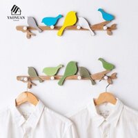 Móc treo tường hình chim AROMA, Giá treo chìa khóa gỗ không đục lỗ, Giá đựng chìa khóa dễ thương 4 móc Giá đựng đồ trang trí không độc hại Phụ kiện phòng ngủ