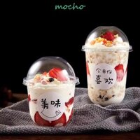 Mocho 50 Chiếc Cốc Bánh Dùng Một Lần, Hình Chữ U Có Nắp Vòm Cốc Kem, Đồ Dùng Tiệc 250 / 360 / 500ML Cốc Salad Nhựa Trong Suốt Thạch