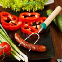 Mocho 8 Cái Nĩa Thịt Nướng, Xiên Thịt Nướng Inox Hình Chữ U, Tay Cầm Bằng Gỗ Bền Có Túi Bảo Quản Kính Thiên Văn BBQ Stick Cắm Trại