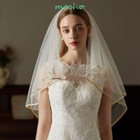 Mocho Trắng Khăn Lau Cô Dâu, Ren Thanh Lịch Châu Âu Khăn Lau Đám Cưới, Đầu Lãng Mạn Che Một Lớp Gạc Cô Dâu Vải Tuyn Veil Hình Ảnh Đám Cưới