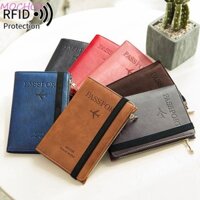 Mocho1 Giá đỡ hộ chiếu Giá đỡ vé Máy bay Thẻ tín dụng Check-in Da PU có RFID Ví du lịch Gói hộ chiếu Giấy chứng nhận Túi lưu trữ Hộp đựng thẻ PU