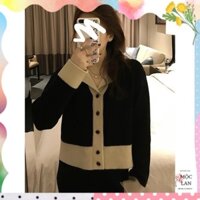 [Moclan.clothing-Order] Áo len cardigan cổ bẻ MORAN phối viền 2 màu sang trọng form thụng Hàn Quốc (hàng mới về)