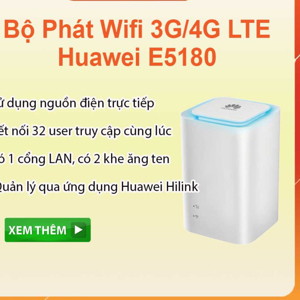 Modem Wifi 3G/4G LTE Huawei E5180 Cube tốc độ 4G 150Mbps