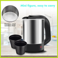ModernHome Ấm Đun Nước Điện Mini 0.5L Thép Không Gỉ Tự Động Tắt Nguồn Di Du Lịch Nồi Hơi EU 220V