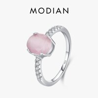 Modian Bạc 925 Thời Trang Lãng Mạn Hình Bầu Dục Màu Hồng Opal Nhẫn Dành Cho Nữ Cô Gái Quyến Rũ Tiệc Trang Sức Mỹ