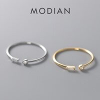 Modian Real Bạc 925 Đơn Giản Mỏng Trong Suốt CZ Nhẫn Ngón Tay Có Thể Điều Chỉnh Nhẫn Vàng 14K Cho Nữ Trang Sức Cưới