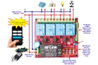 Module điều khiển WIFI – RF remote 315MHz/433MHz tắt/ mở 4 thiết bị TKE