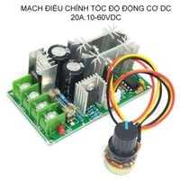 Module mạch điều chỉnh tốc độ động cơ điện 1 chiều 10V-60V dòng điện lên tới 20A, chiết áp rời