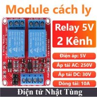 Module relay 5V 10A 2 Kênh chân domino, Rơ le công suất 250V/10A