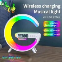 Mới 15W G63 Sạc Không Dây Đế Miếng Lót Loa Bluetooth RGB Ánh Sáng Đồng Hồ Báo Thức Cho IPhone Samsung Trạm Sạc Nhanh