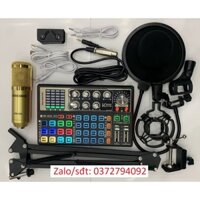Mới 2022 trọn Bộ Hát Thu Âm Livestream Sound card K300 plus - BM900 Chân và màng lọc dây kết nối đầy đủ bảo hành 6 tháng