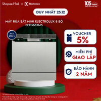 [Mới 2024] Free giao lắp - Máy Rửa Bát Mini Electrolux 8 bộ EFC3862MS, tự động mở cửa, sấy khô, tự vệ sinh máy