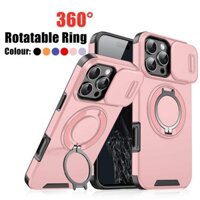 Mới 360°Vòng Xoay Cho iPhone 16 pro Max 15 pro Max 13 12 11 14 pro 15 Plus Có Chân Đế Camera Bảo Vệ Len Vỏ Chống Sốc Cứng