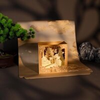 Mới 3d Ba Chiều Giấy Khắc Thiệp Chúc Mừng Sinh Nhật Hộp Trùng Khánh Phong Cảnh Thành Phố Handmade Thiệp Phước Lành Cổ Thành Sản Phẩm